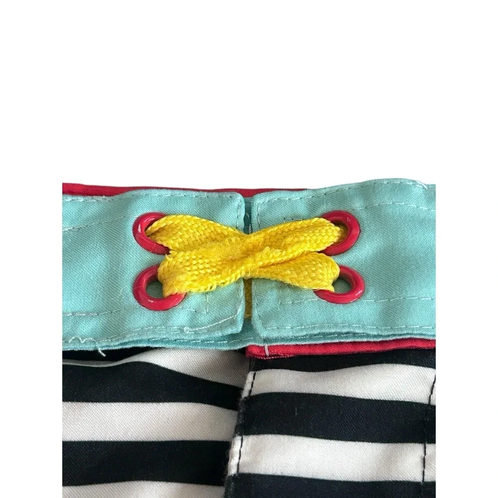 Disney Store Mickey‎ Mouse Swim Trunks Shorts Boy Size 4 Striped Patches Lined